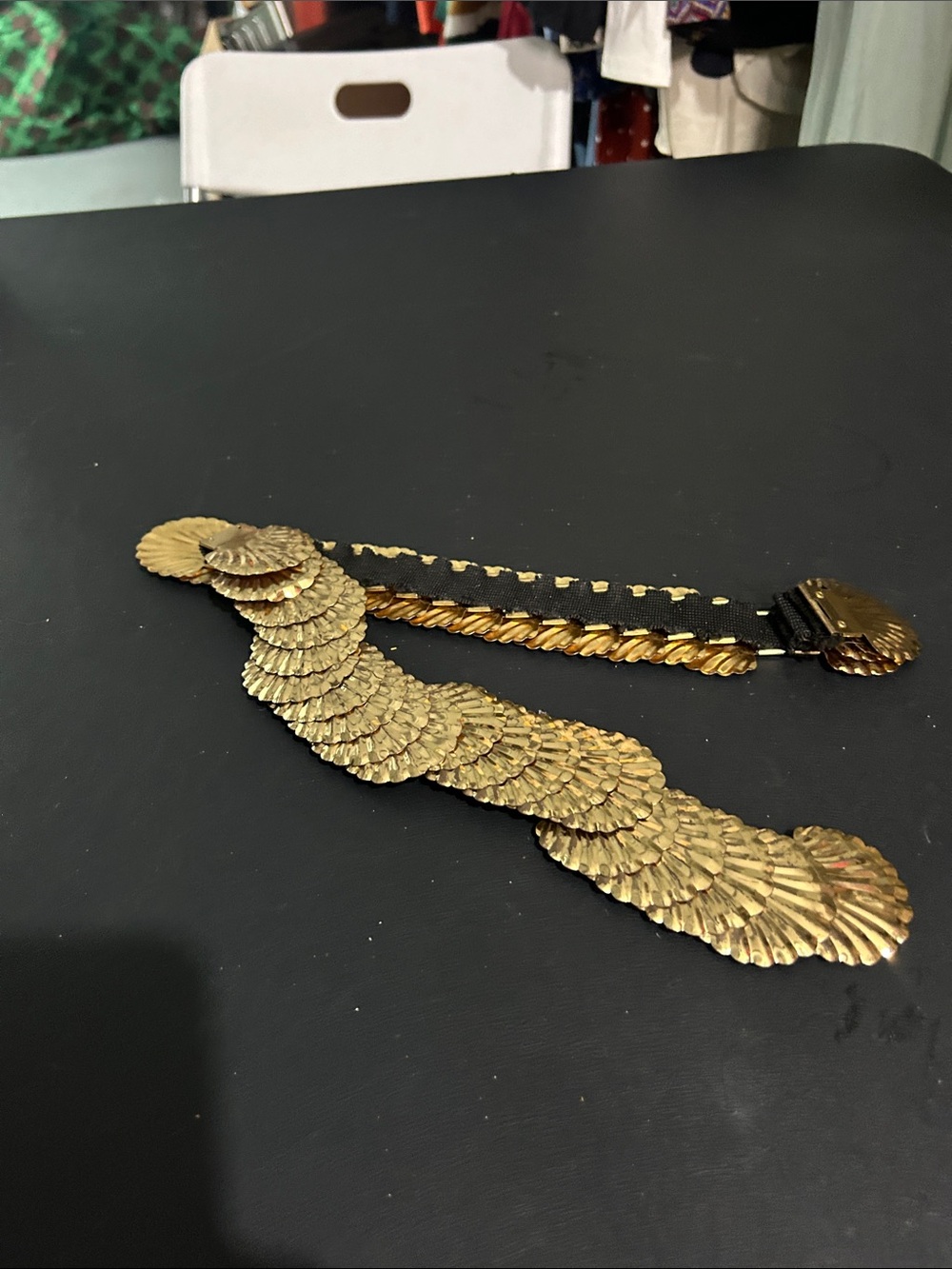 VTG Gold Shell Statement Belt - Women Accessories size lg/xl
